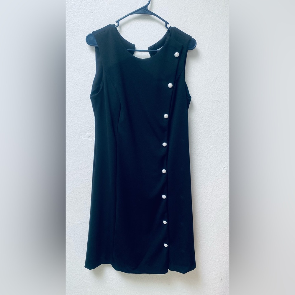 SHELBY & PALMER Women’s Size12 Cocktail Sleeveless Dress Black Pearls Polyester